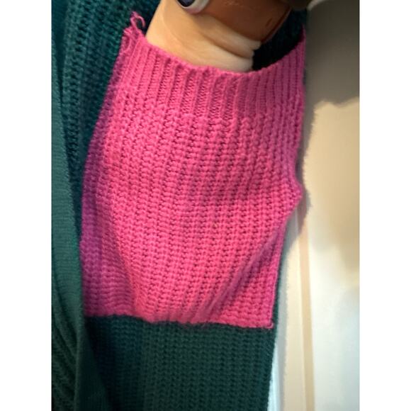 Trendy Threads Two Tone Block Style Long Lined Open Front Cardigan with Pockets - Picture 3 of 9